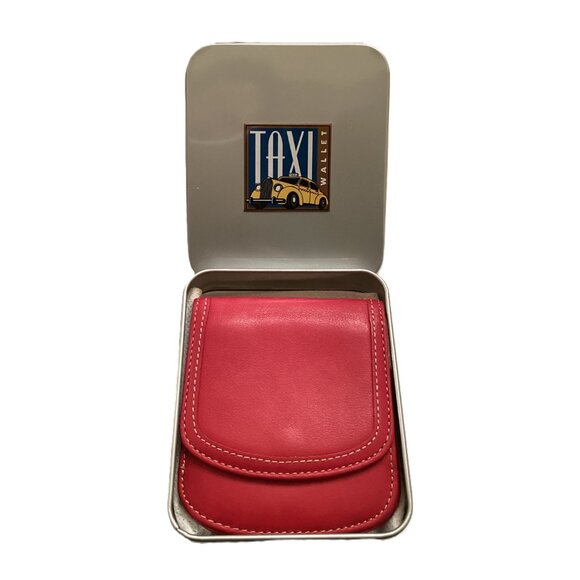 The Original Taxi Wallet, Leather, Red, Compact Design 4" X 3.5" - Picture 7 of 9